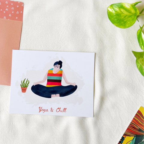 Modern yoga illustration print for mindfulness lovers, great for gifting or journaling