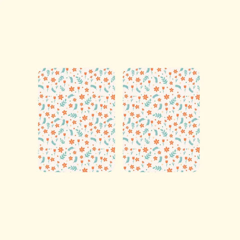 "Cute pink and orange floral print playing card backs"