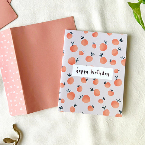 "Cute citrus fruit birthday greeting card with oranges"