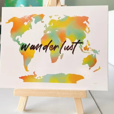 Aesthetic travel-themed art print with calligraphy and nature tones