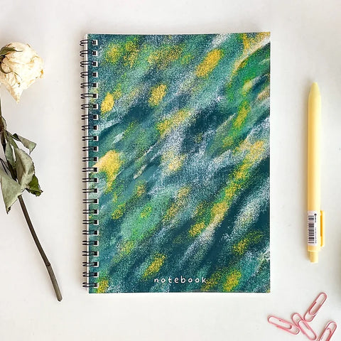 Spiral notebook with forest bathing-inspired abstract art cover