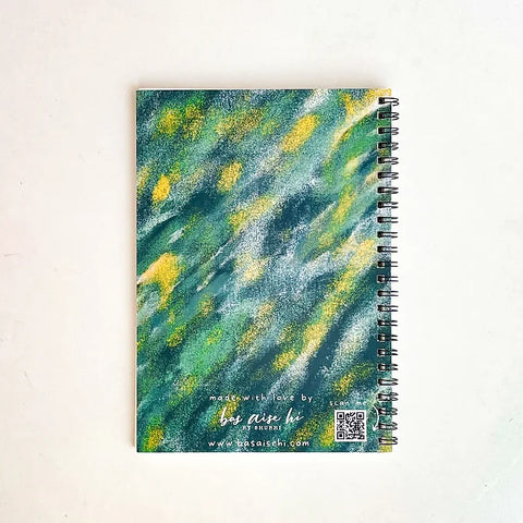 Creative writing journal with a nature- yellow green color inspired painted design
