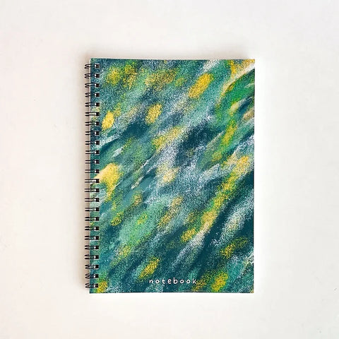 Handmade spiral notebook with artistic forest-themed cover