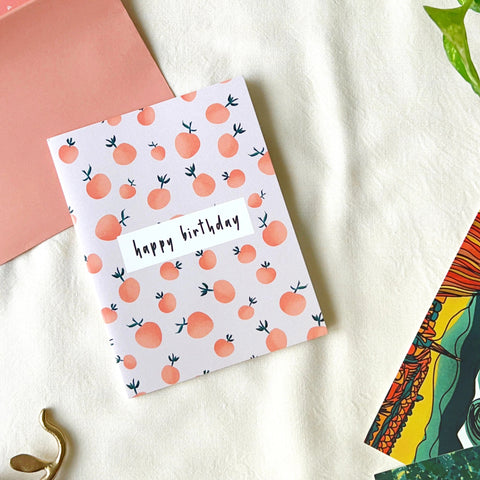 "Colorful orange pattern birthday card for friends or family"