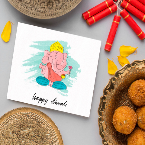 Handcrafted Ganesh Ji card for Diwali celebration, perfect for gifting.