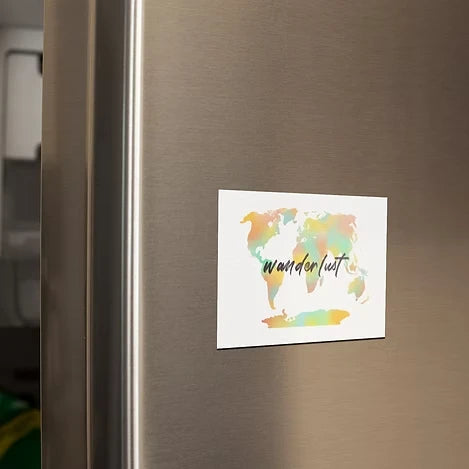 Wanderlust decor magnet with nature and travel theme