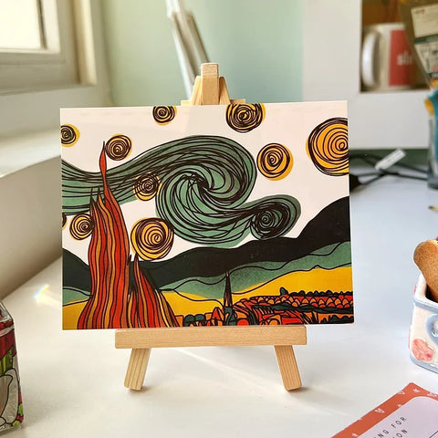 Modern desk art inspired by Van Gogh's Starry Night painting