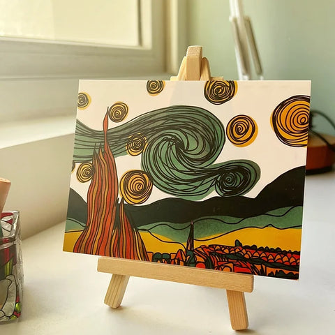 Bold and graphic Starry Night-inspired print for office or study