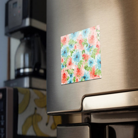 Colorful flower art fridge magnet used as kitchen decor