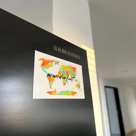 Scenic travel view on a handmade fridge magnet art piece