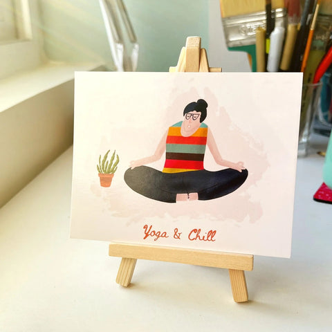Modern mindfulness wall art for desk or home, featuring yoga pose illustration